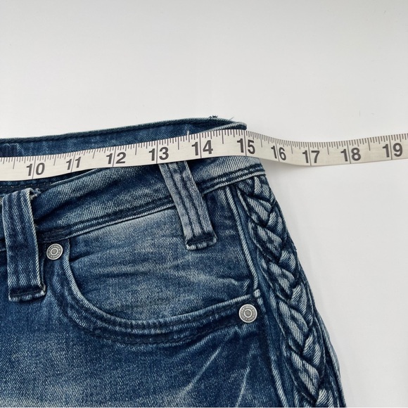 Rock & Roll Cowgirl Jeans Womens Size 30x34 Bootcut Stretch Denim Braided Y2K - Picture 13 of 16